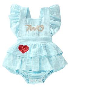 Alice in Wonderland Second Birthday Romper Outfit Clothes Dress Jumpsuit